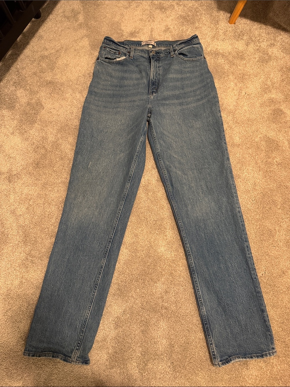 Abercrombie & Fitch Women's High-Rise Blue Straight Jeans